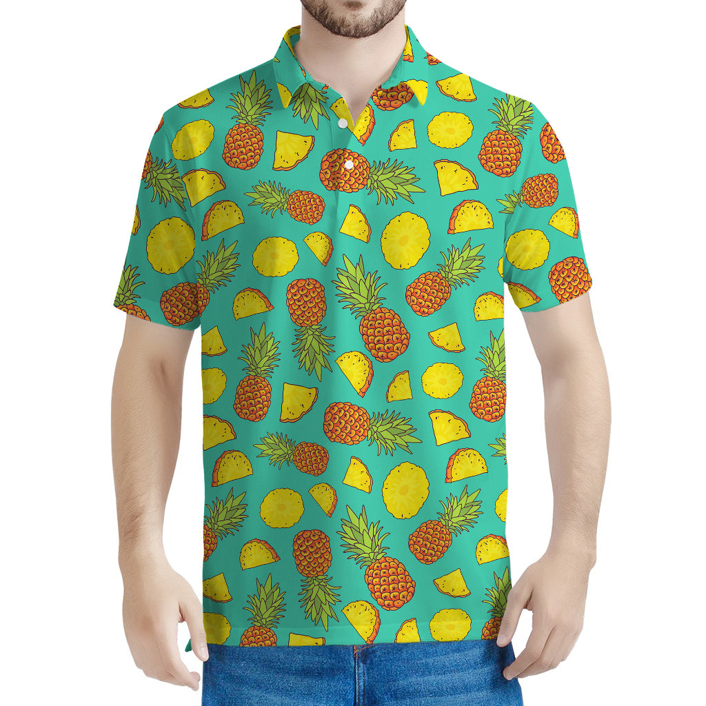 Tropical Pineapples Pattern Print Men's Polo Shirt