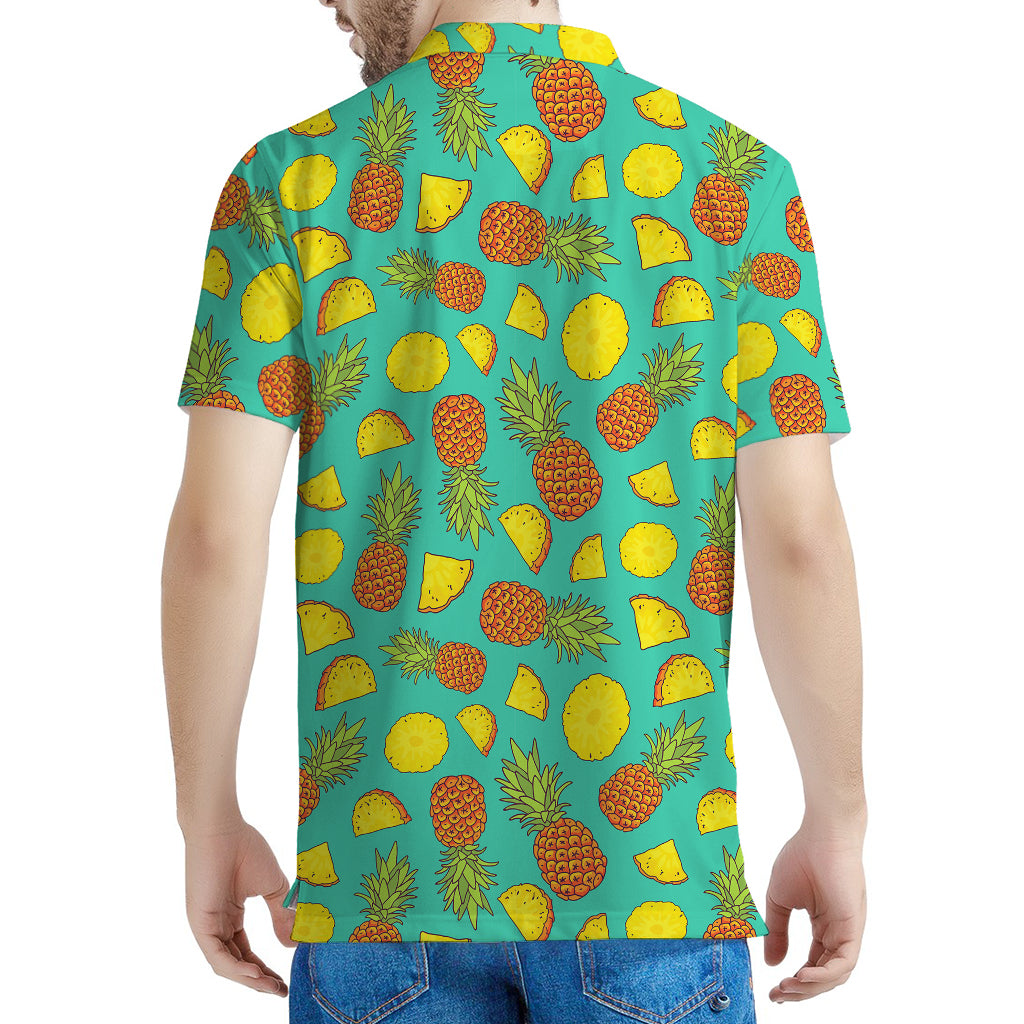 Tropical Pineapples Pattern Print Men's Polo Shirt