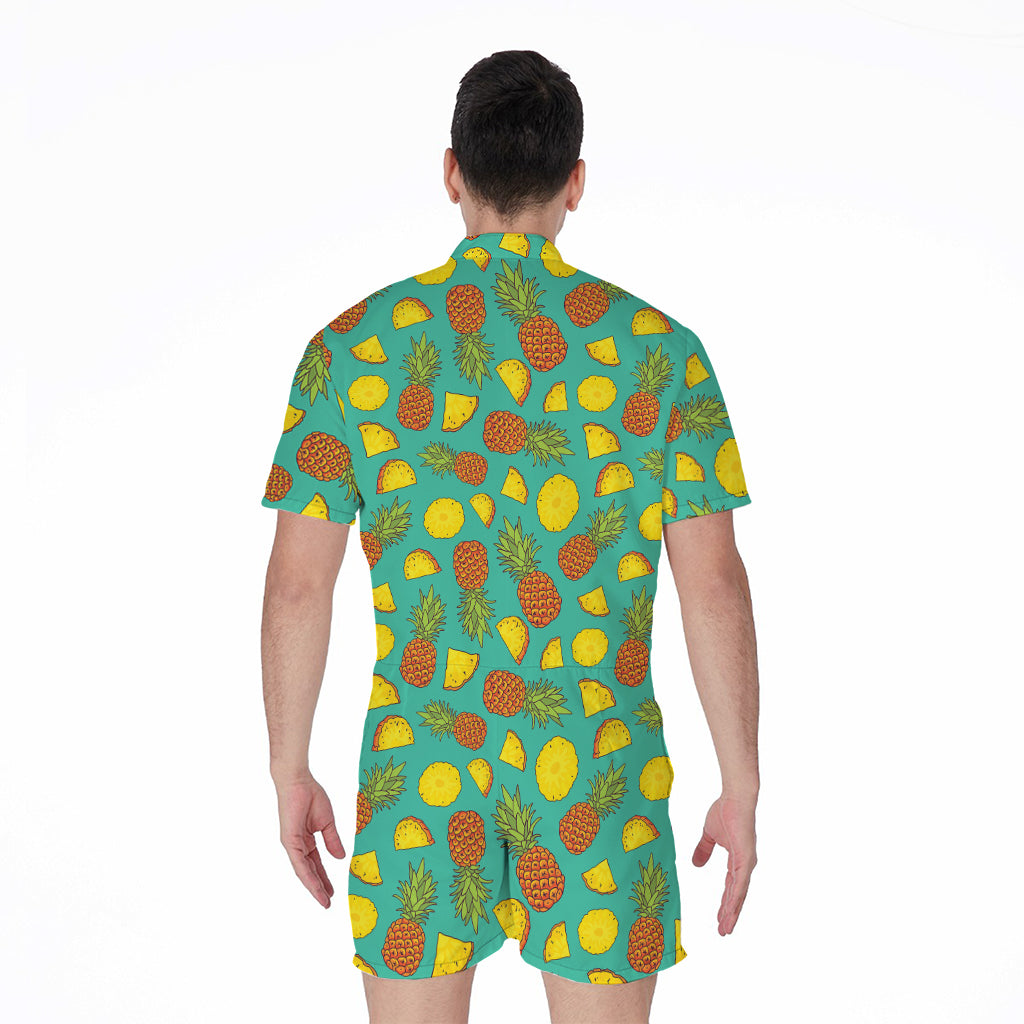 Tropical Pineapples Pattern Print Men's Rompers