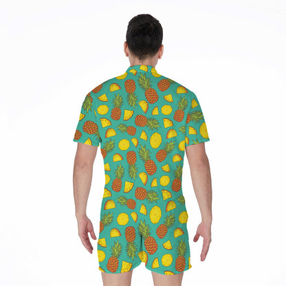 Tropical Pineapples Pattern Print Men's Rompers
