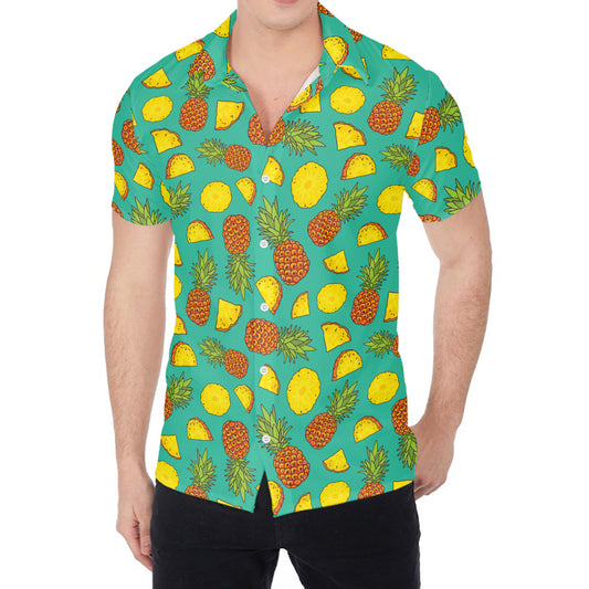 Tropical Pineapples Pattern Print Men's Shirt