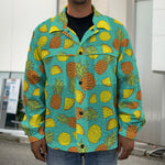 Tropical Pineapples Pattern Print Men's Shirt Jacket