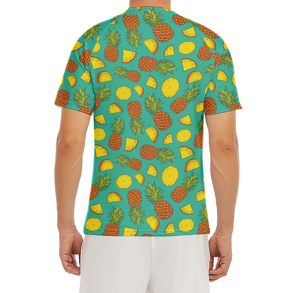 Tropical Pineapples Pattern Print Men's Short Sleeve Rash Guard