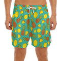 Tropical Pineapples Pattern Print Men's Split Running Shorts