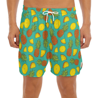 Tropical Pineapples Pattern Print Men's Split Running Shorts