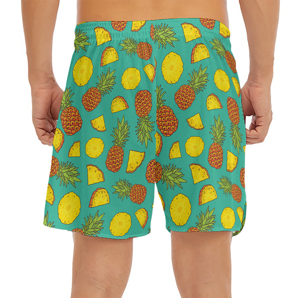 Tropical Pineapples Pattern Print Men's Split Running Shorts