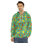 Tropical Pineapples Pattern Print Men's Velvet Pullover Hoodie
