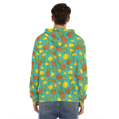 Tropical Pineapples Pattern Print Men's Velvet Pullover Hoodie