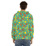 Tropical Pineapples Pattern Print Men's Velvet Pullover Hoodie
