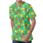 Tropical Pineapples Pattern Print Men's Velvet T-Shirt