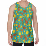 Tropical Pineapples Pattern Print Men's Velvet Tank Top