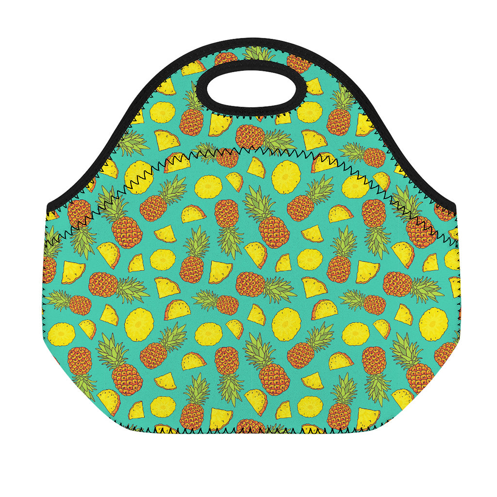Tropical Pineapples Pattern Print Neoprene Lunch Bag