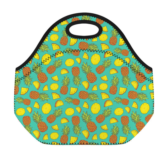 Tropical Pineapples Pattern Print Neoprene Lunch Bag