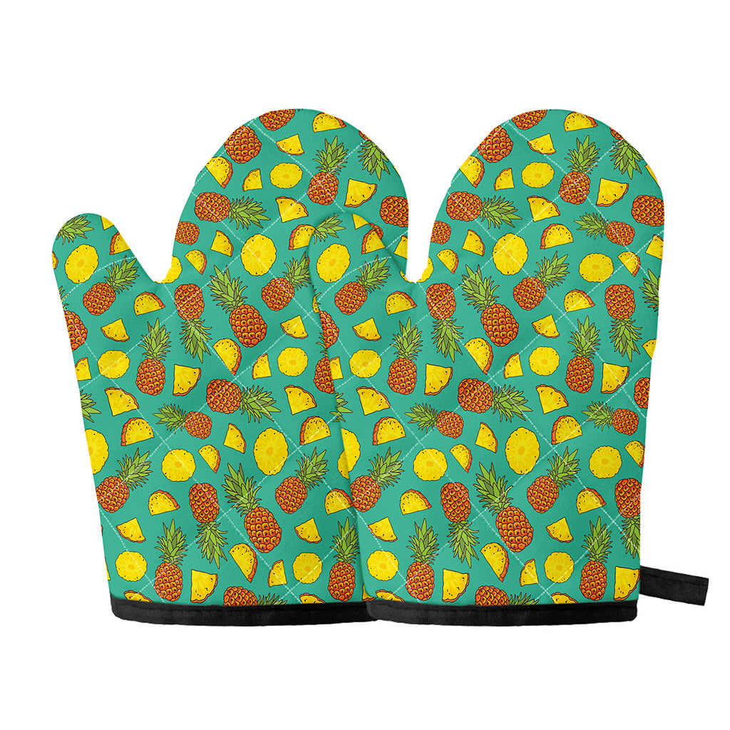 Tropical Pineapples Pattern Print Oven Mitts