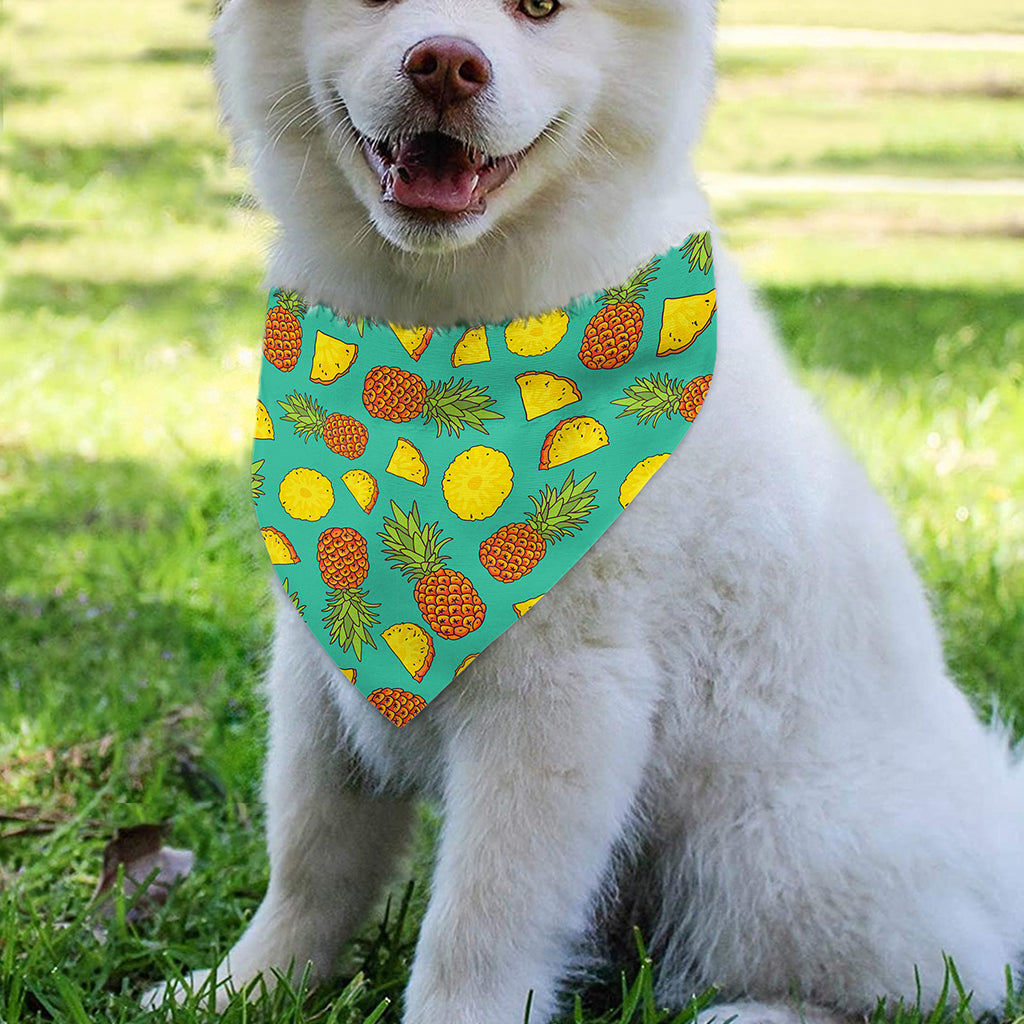Tropical Pineapples Pattern Print Over The Collar Dog Bandana