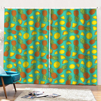 Tropical Pineapples Pattern Print Pencil Pleat Curtains