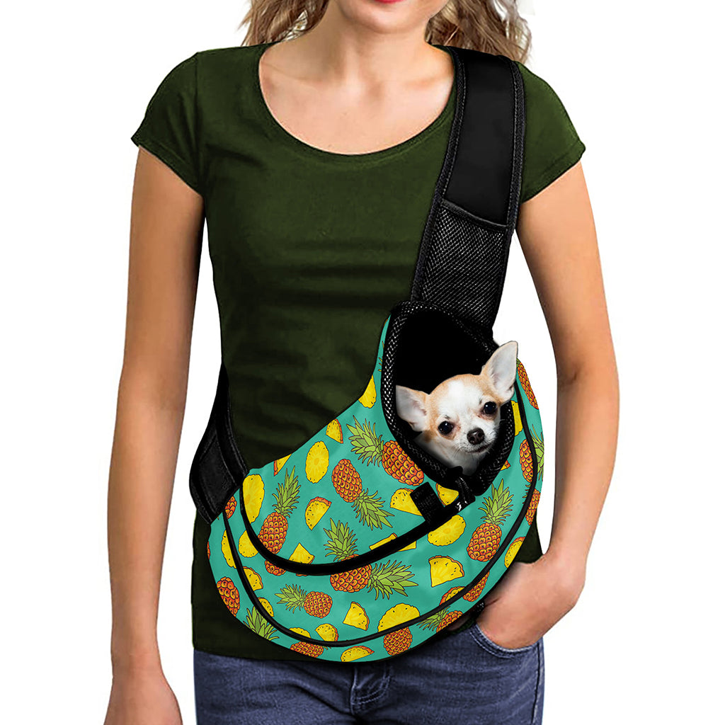 Tropical Pineapples Pattern Print Pet Sling Carrier