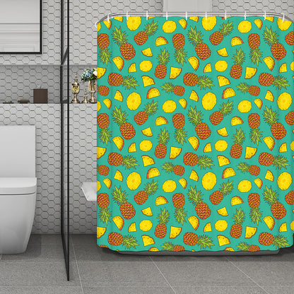 Tropical Pineapples Pattern Print Polyester Shower Curtain