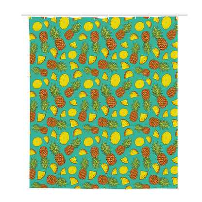 Tropical Pineapples Pattern Print Polyester Shower Curtain