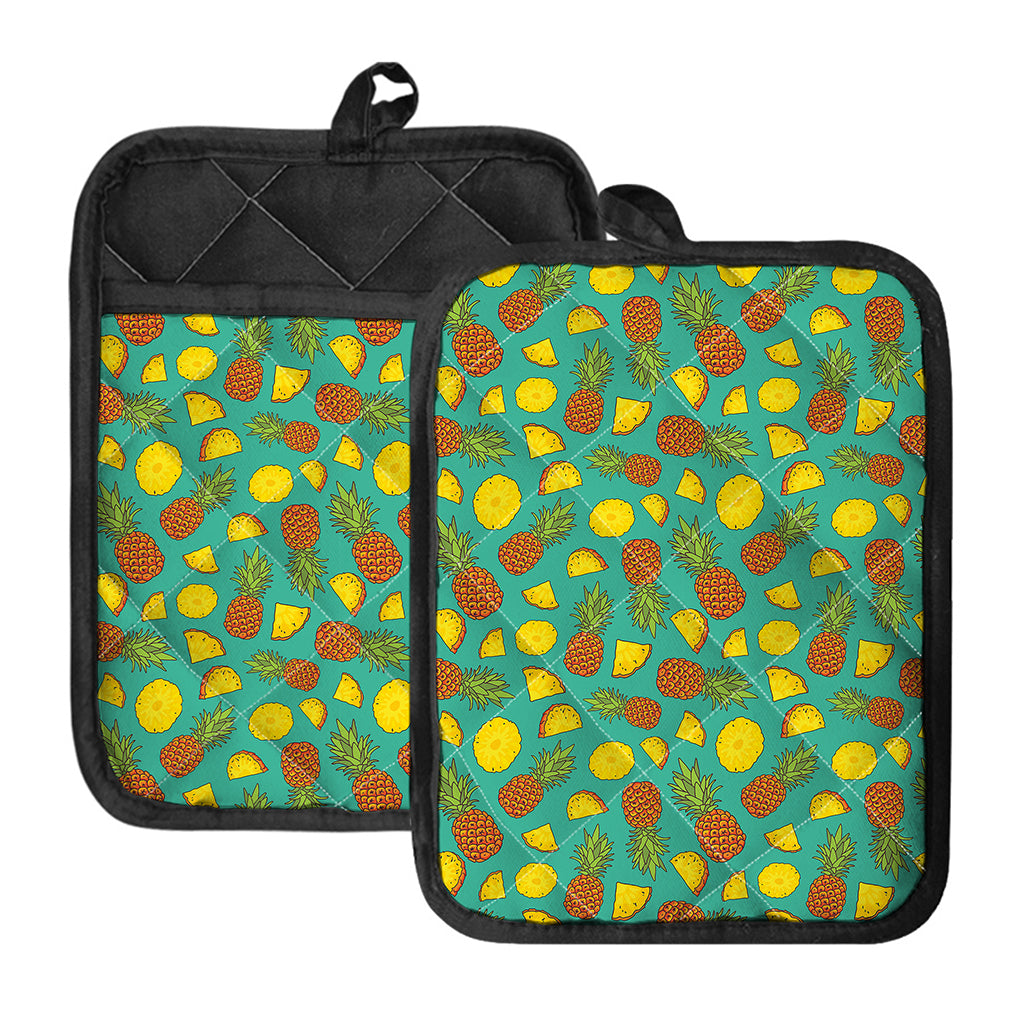 Tropical Pineapples Pattern Print Pot Holders With Pocket