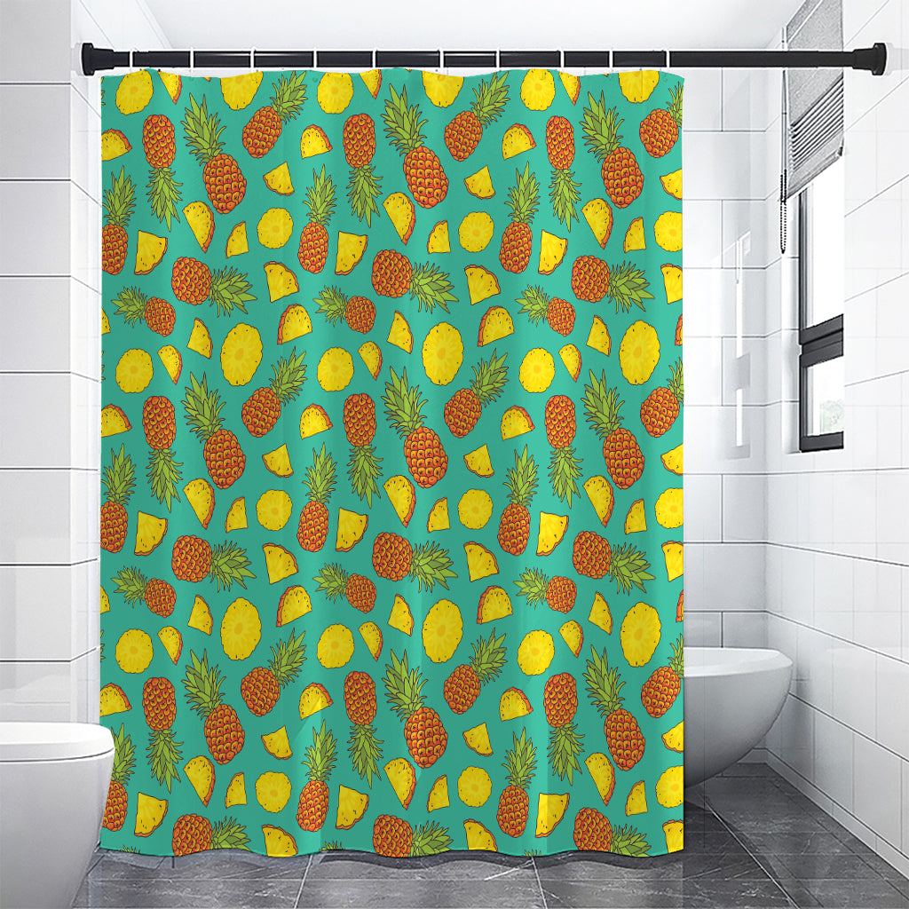 Tropical Pineapples Pattern Print Premium Shower Curtain