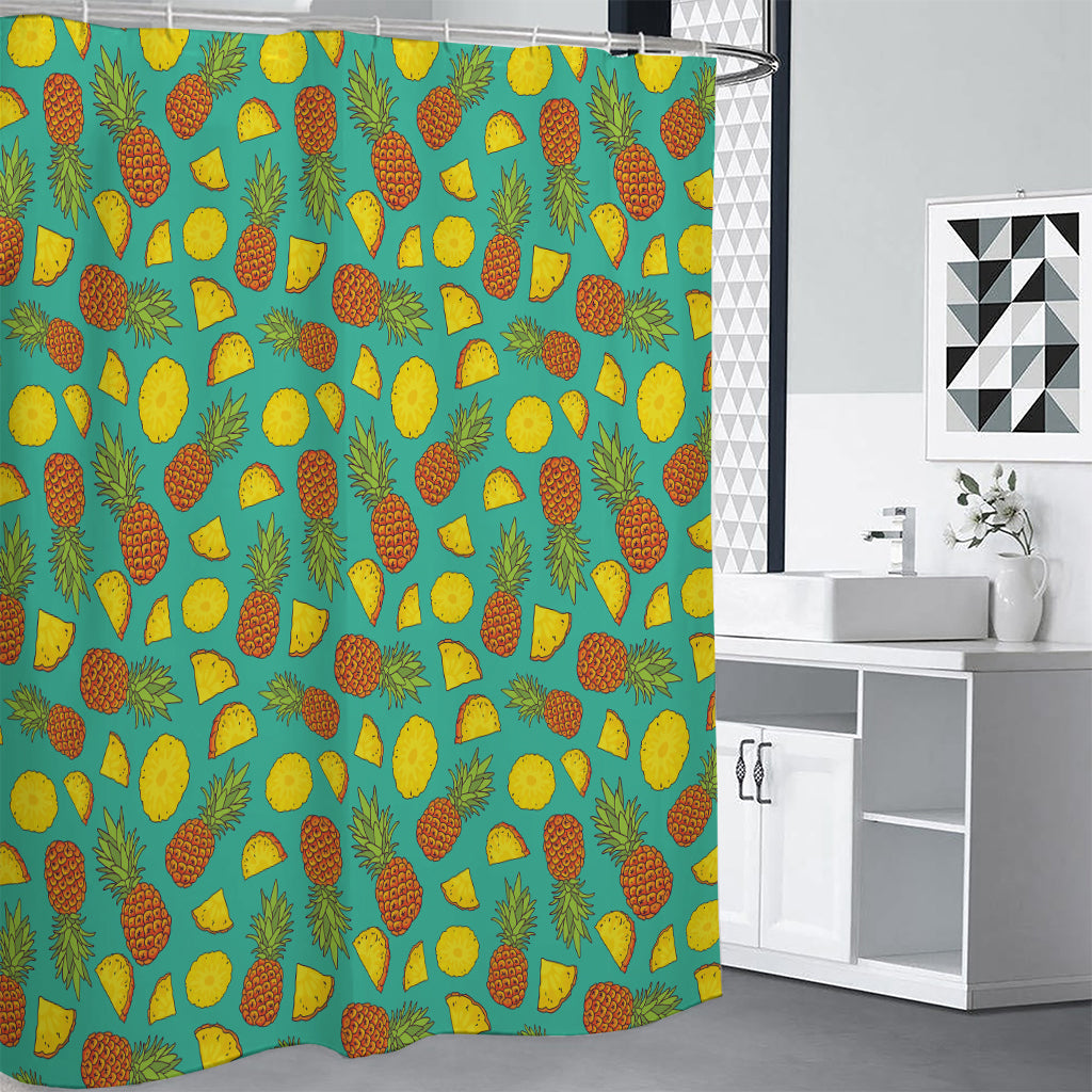 Tropical Pineapples Pattern Print Premium Shower Curtain