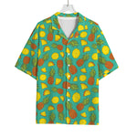 Tropical Pineapples Pattern Print Rayon Hawaiian Shirt