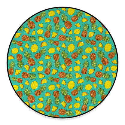 Tropical Pineapples Pattern Print Round Floor Mat