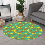 Tropical Pineapples Pattern Print Round Rug