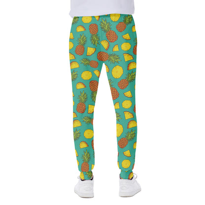 Tropical Pineapples Pattern Print Scuba Joggers