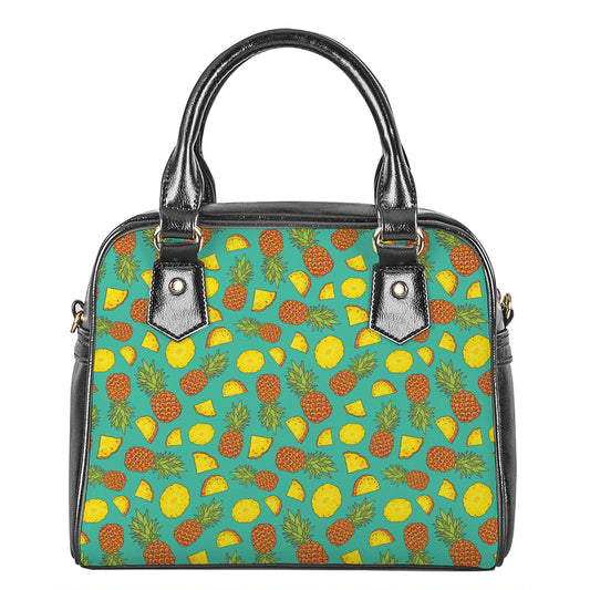 Tropical Pineapples Pattern Print Shoulder Handbag