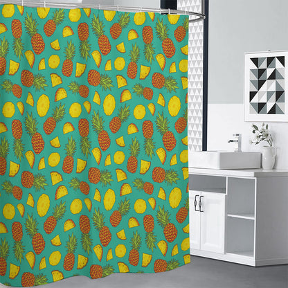 Tropical Pineapples Pattern Print Shower Curtain