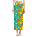 Tropical Pineapples Pattern Print Side Slit Maxi Skirt