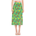 Tropical Pineapples Pattern Print Side Slit Midi Skirt