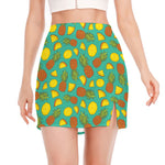 Tropical Pineapples Pattern Print Side Slit Mini Skirt