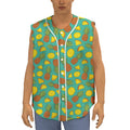 Tropical Pineapples Pattern Print Sleeveless Baseball Jersey