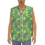Tropical Pineapples Pattern Print Sleeveless Baseball Jersey