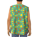 Tropical Pineapples Pattern Print Sleeveless Baseball Jersey