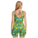 Tropical Pineapples Pattern Print Sleeveless One Piece Swimsuit