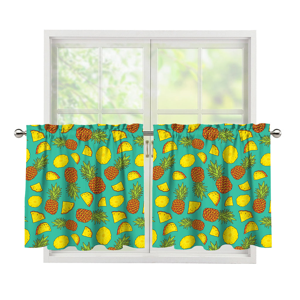 Tropical Pineapples Pattern Print Tier Curtains