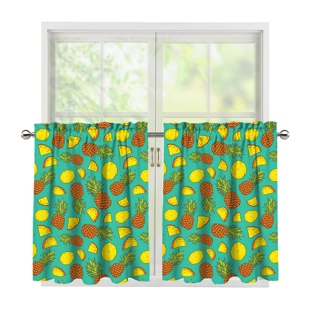 Tropical Pineapples Pattern Print Tier Curtains