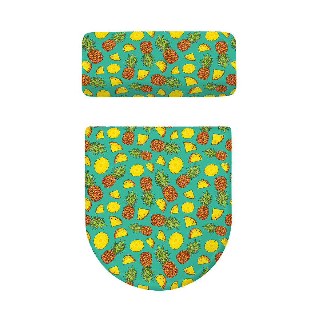 Tropical Pineapples Pattern Print Toilet Lid And Tank Cover Set