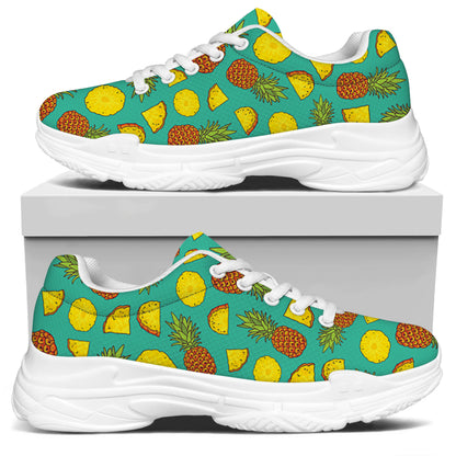 Tropical Pineapples Pattern Print White Chunky Shoes