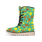 Tropical Pineapples Pattern Print Winter Boots