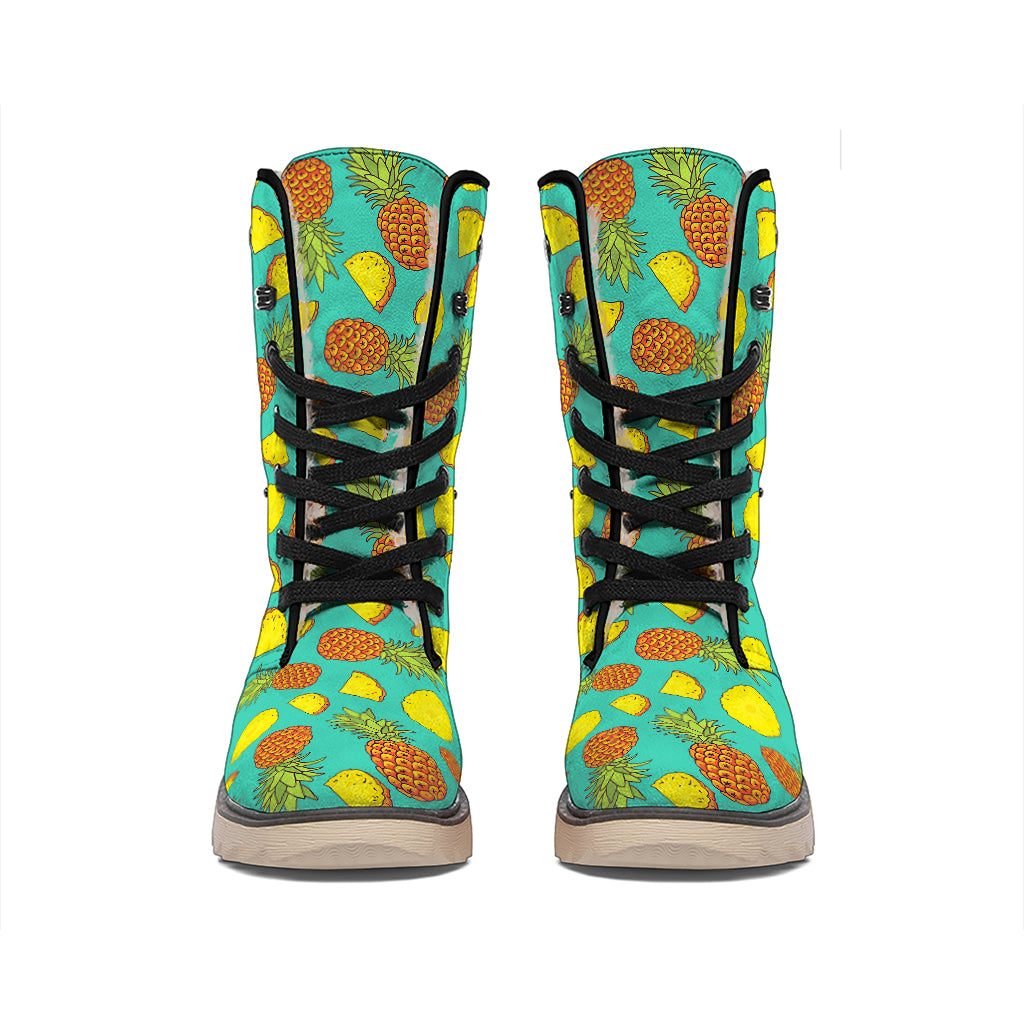 Tropical Pineapples Pattern Print Winter Boots