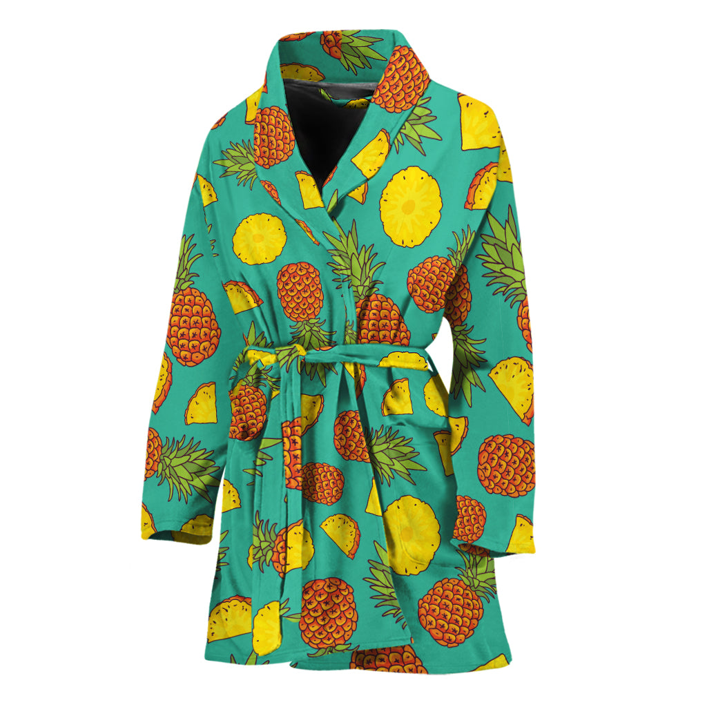 Tropical Pineapples Pattern Print Women's Bathrobe