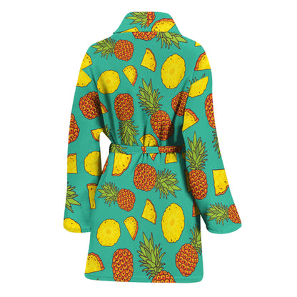 Tropical Pineapples Pattern Print Women's Bathrobe