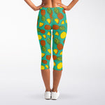 Tropical Pineapples Pattern Print Women's Capri Leggings