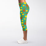 Tropical Pineapples Pattern Print Women's Capri Leggings