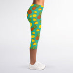 Tropical Pineapples Pattern Print Women's Capri Leggings